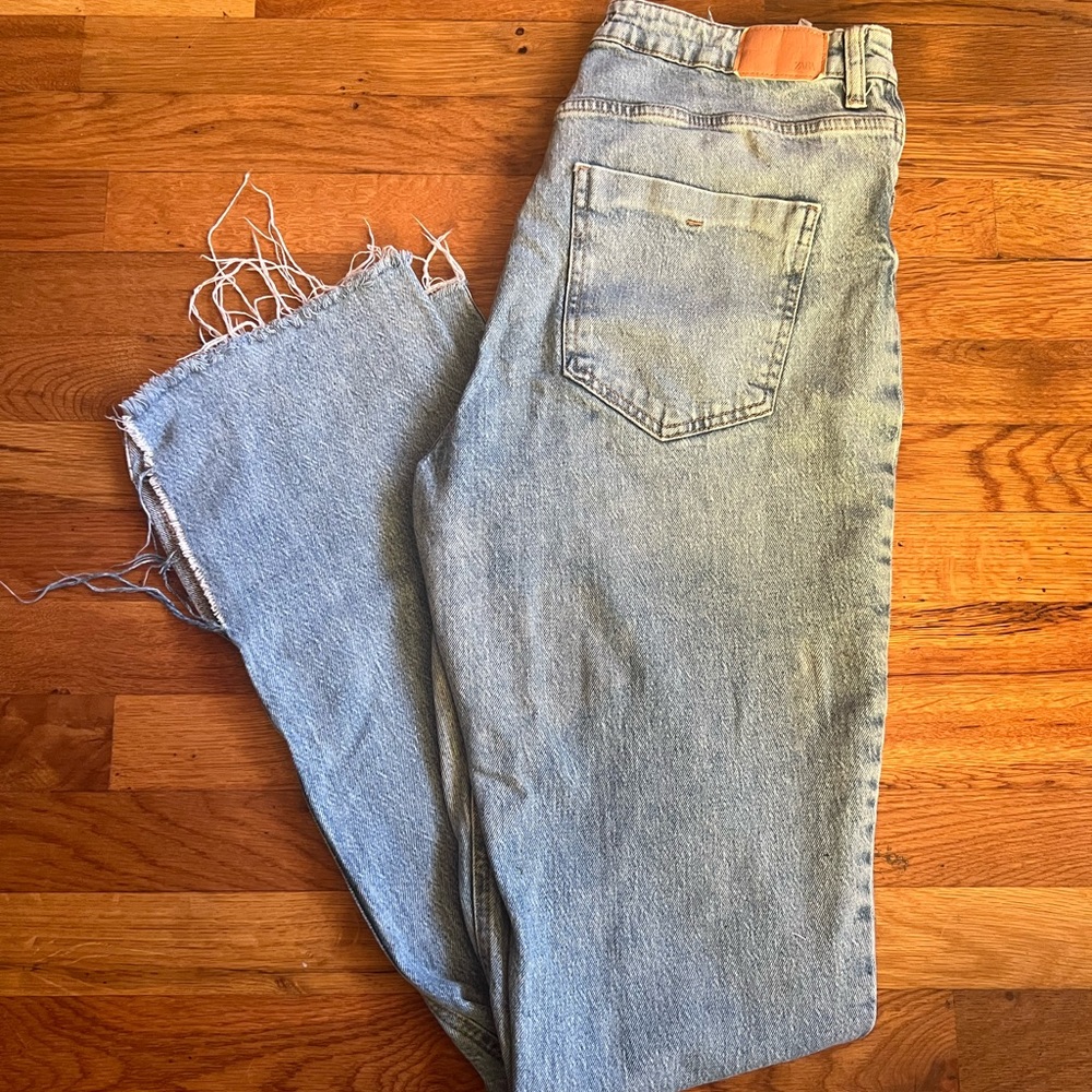 Zara High Rise Slit Jeans Sz 12
